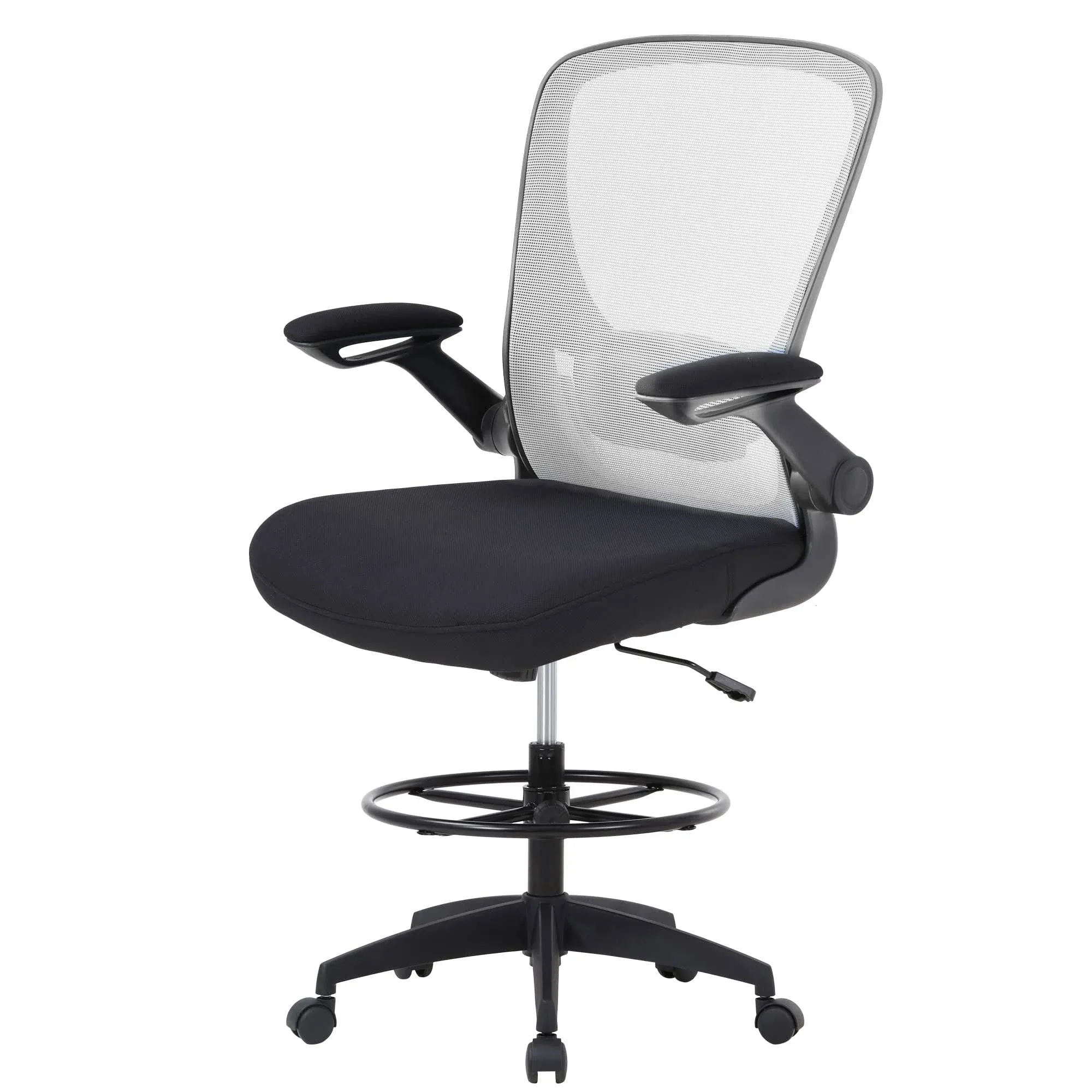 BestOffice Drafting Chair Tall Office Chair with Adjustable Foot Ring and, White