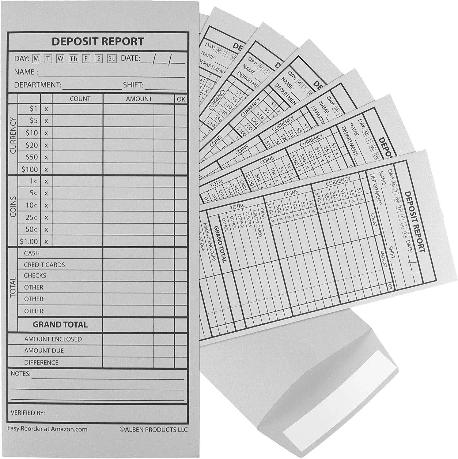 100 Cash Drop Envelopes - Bulk Cashier Deposit Envelopes for Cash Recordkeeping, Perfect for Business, Banks, Stores, Retail and Restaurants (White