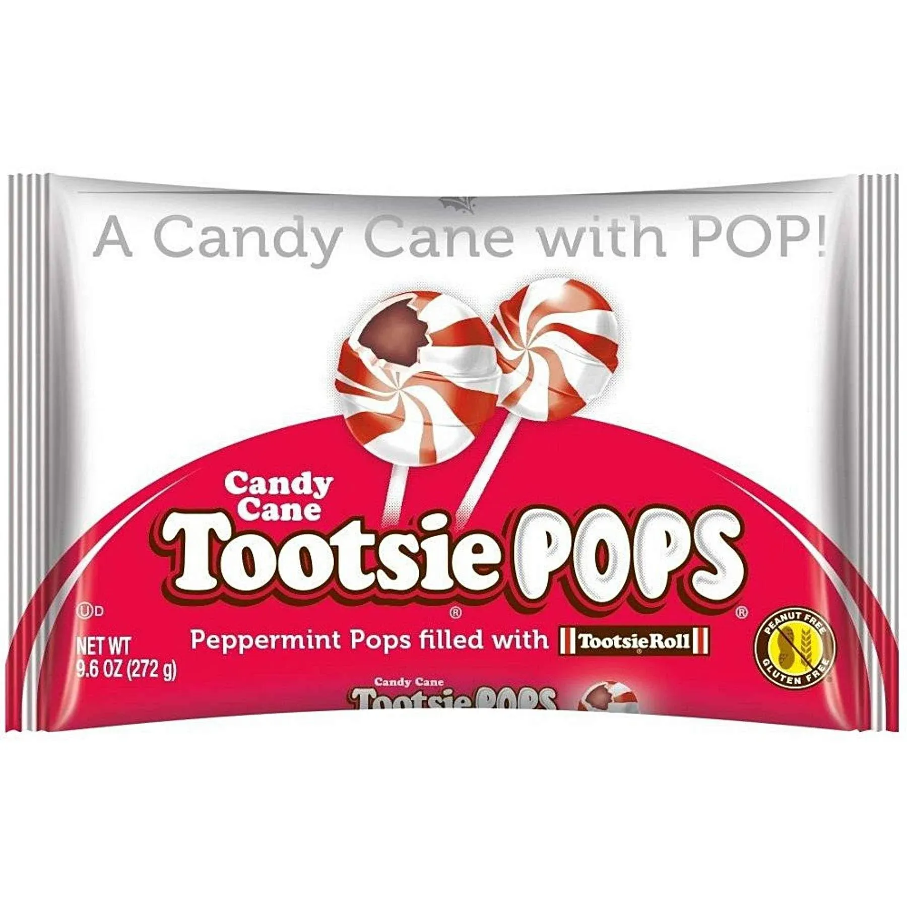 Tootsie Pops Lollipops CANDY CANE Peppermint Pops Filled With Chewy Tootsie Roll