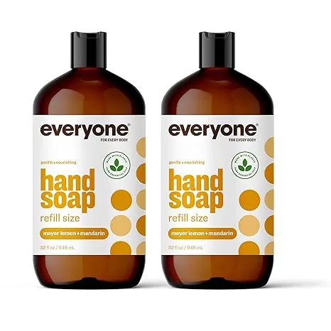 Everyone Liquid Hand Soap Refill, 32 Ounce (Pack of 2), Meyer Lemon and Mandarin, Plant-Based Cleanser with Pure Essential OilsEveryone Liquid Hand Soap Refill, 32 Ounce (Pack of 2), Meyer Lemon and Mandarin, Plant-Based Cleanser with Pure Essential Oils