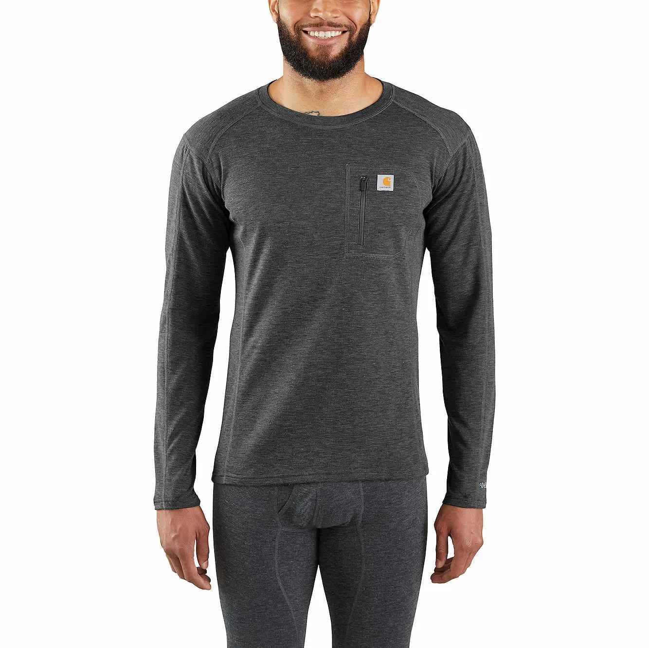 Carhartt Men's Force Midweight Synthetic-Wool Blend Base Layer Crewneck Pocket Top