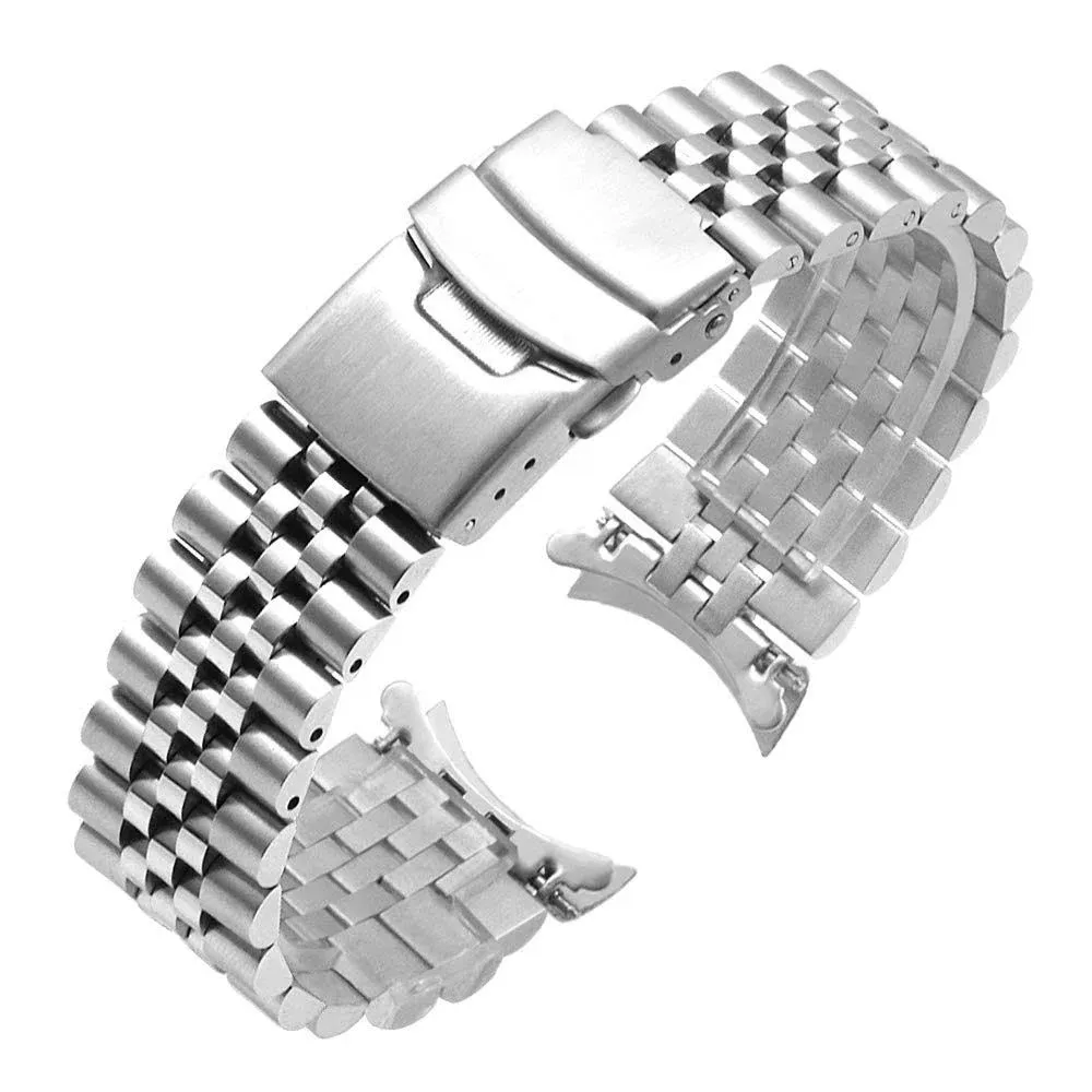 Juntan Stainless Steel Curved Ends Tapered 20mm 22mm 23mm 24mm Metal Watch Band ...