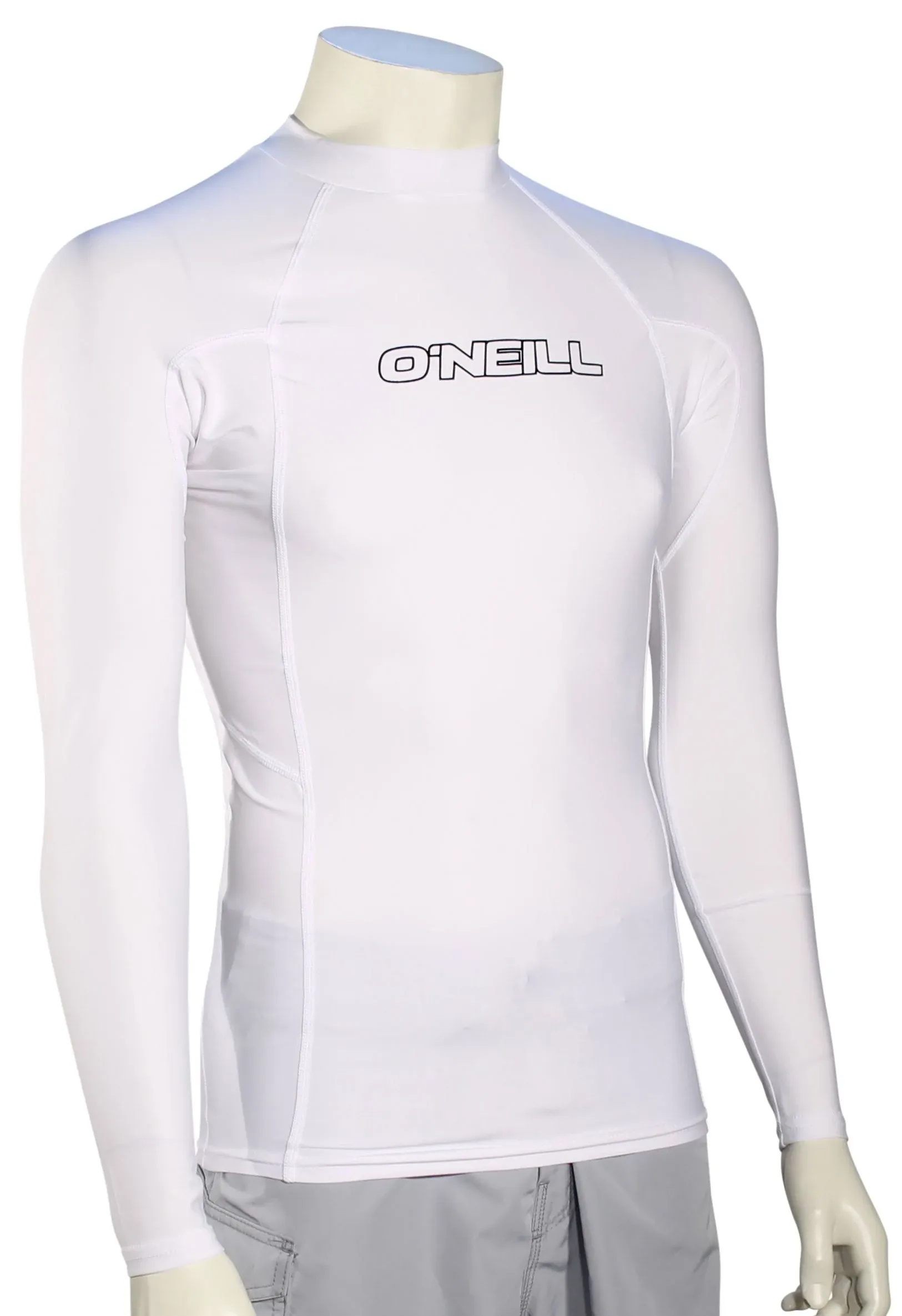 O'Neill Men's Basic Skins UPF 50+ Long Sleeve Rash Guard, White, M