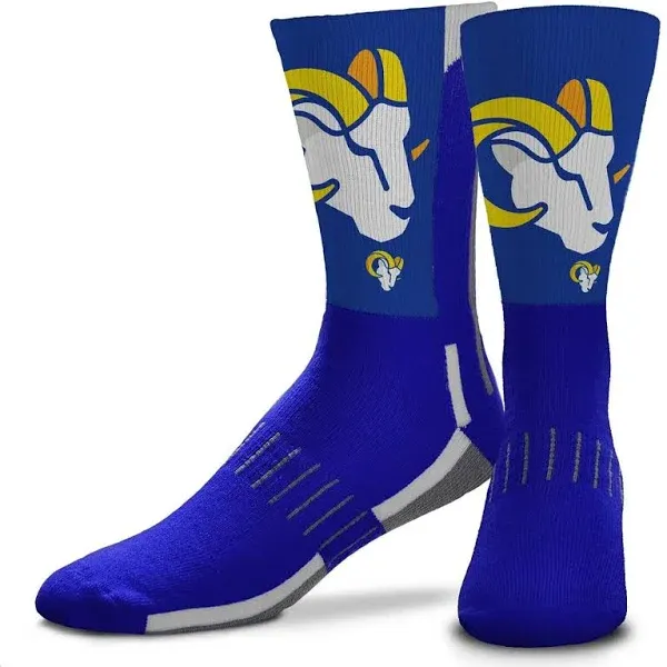 FBF NFL V Curve Los Angeles Rams Socks, Los Angeles Socks for Men and Women Crew Socks for Game Day (Los Angeles Rams - Blue, Adult Large)