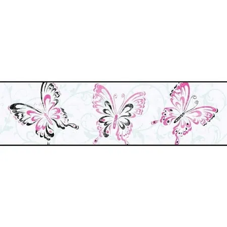 York Wallcoverings Butterfly/Scroll Wall Border BG1721B