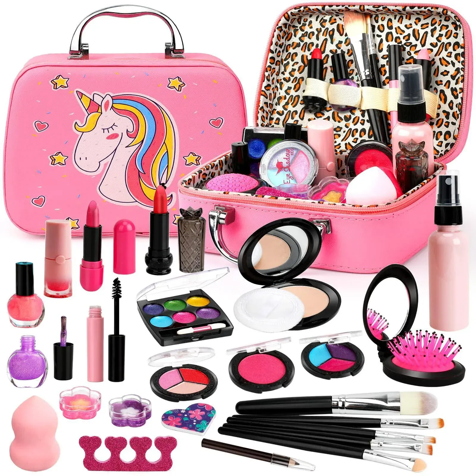 HERAPFANN Kids Makeup Kit Girl Toys - Kids Makeup Kit Toys for Girls Unicorns Washable Make Up Little Girls, Child Real Makeup Set, Non Toxic Toddlers