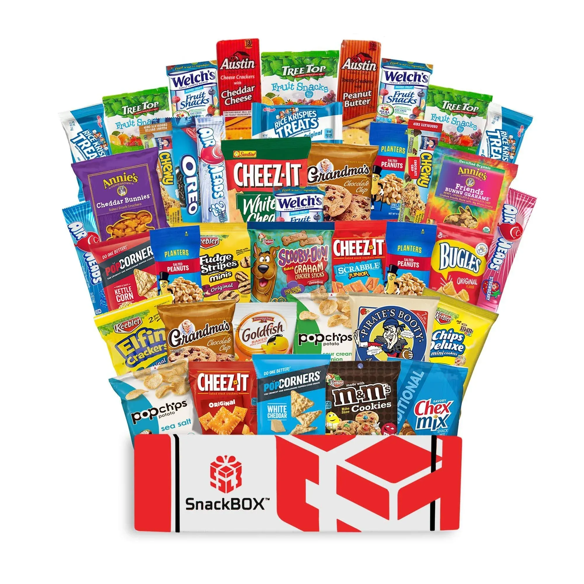 SnackBOX Care Package Variety Pack | Snacks BOX (40 Count) | Halloween Teachers, Back to School, College, Candy, Treats, Student, Birthday, Chips, Finals, Office, Military, Gift Basket, Gift Ideas