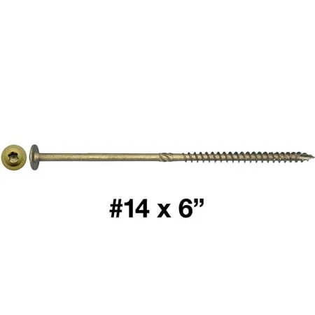 Jake Sales #14 x 6 Construction Lag Screw Exterior Coated Torx/Star Drive Heavy Duty Structural Lag Screw Far Superior to Common Lag Screws - Modified Truss Washer Head - FULL BOX - 400 Screw Count