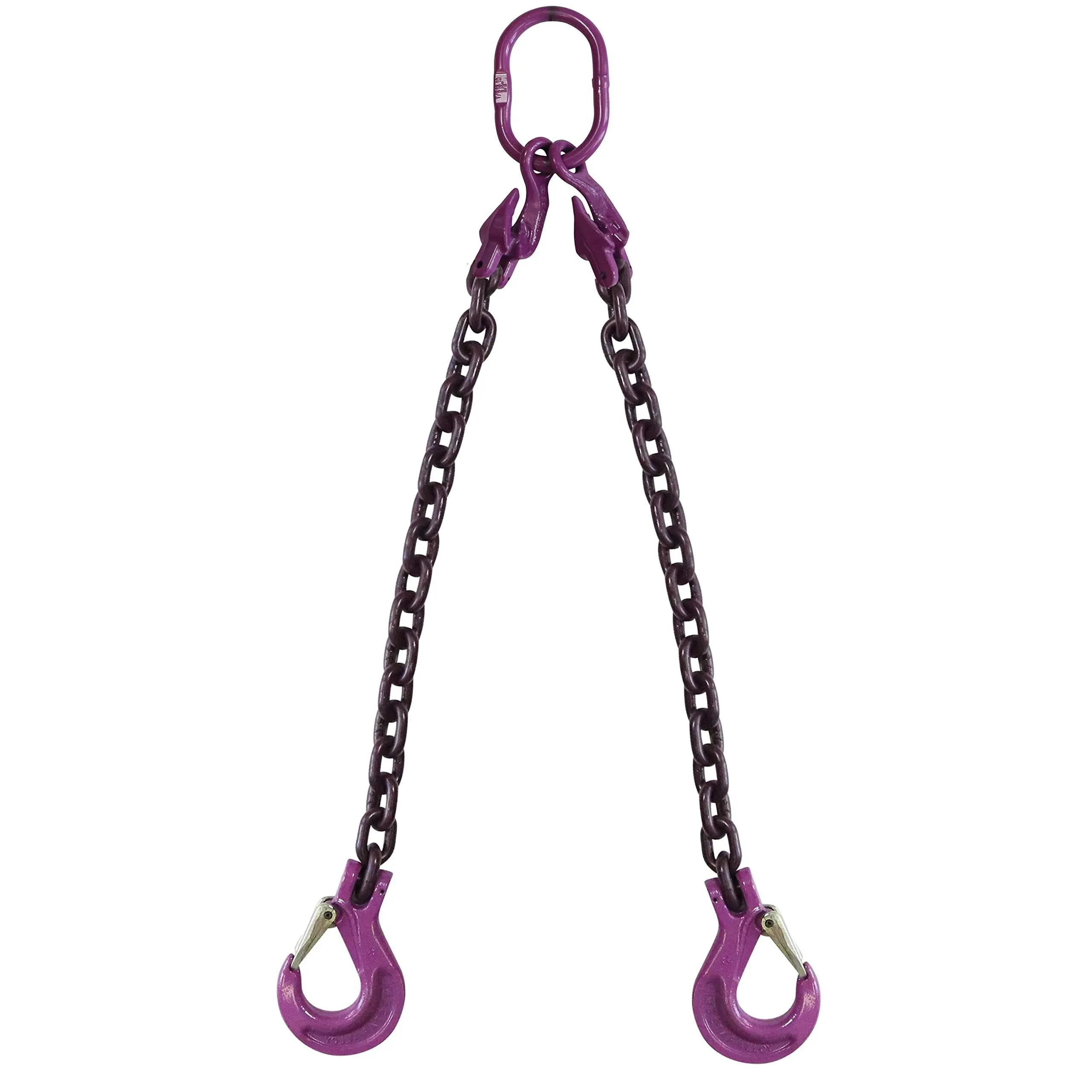 9/32" x 10\' - Adjustable 2 Leg Chain Sling w/ Sling Hooks - Grade 100