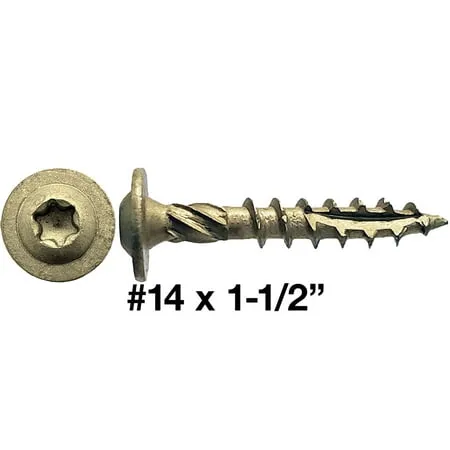 Jake Sales #14 x 1-1/2 Construction Lag Screw Exterior Coated Torx/Star Drive Heavy Duty Structural Lag Screw Far Superior to Common Lag Screws -Modified Truss Washer Head -FULL BOX -1500 Screw Count