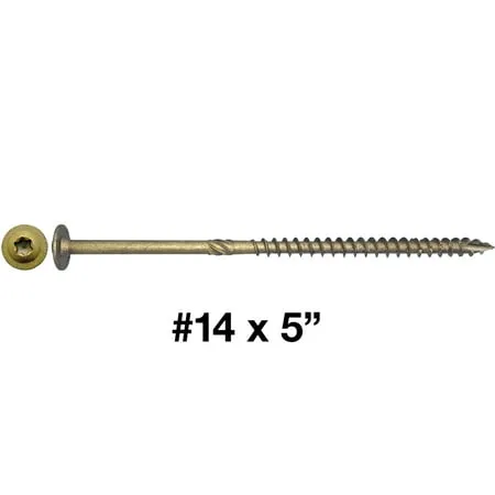 Jake Sales #14 x 5 Construction Lag Screw Exterior Coated Torx/Star Drive Heavy Duty Structural Lag Screw Far Superior to Common Lag Screws - Modified Truss Washer Head - FULL BOX - 500 Screw Count