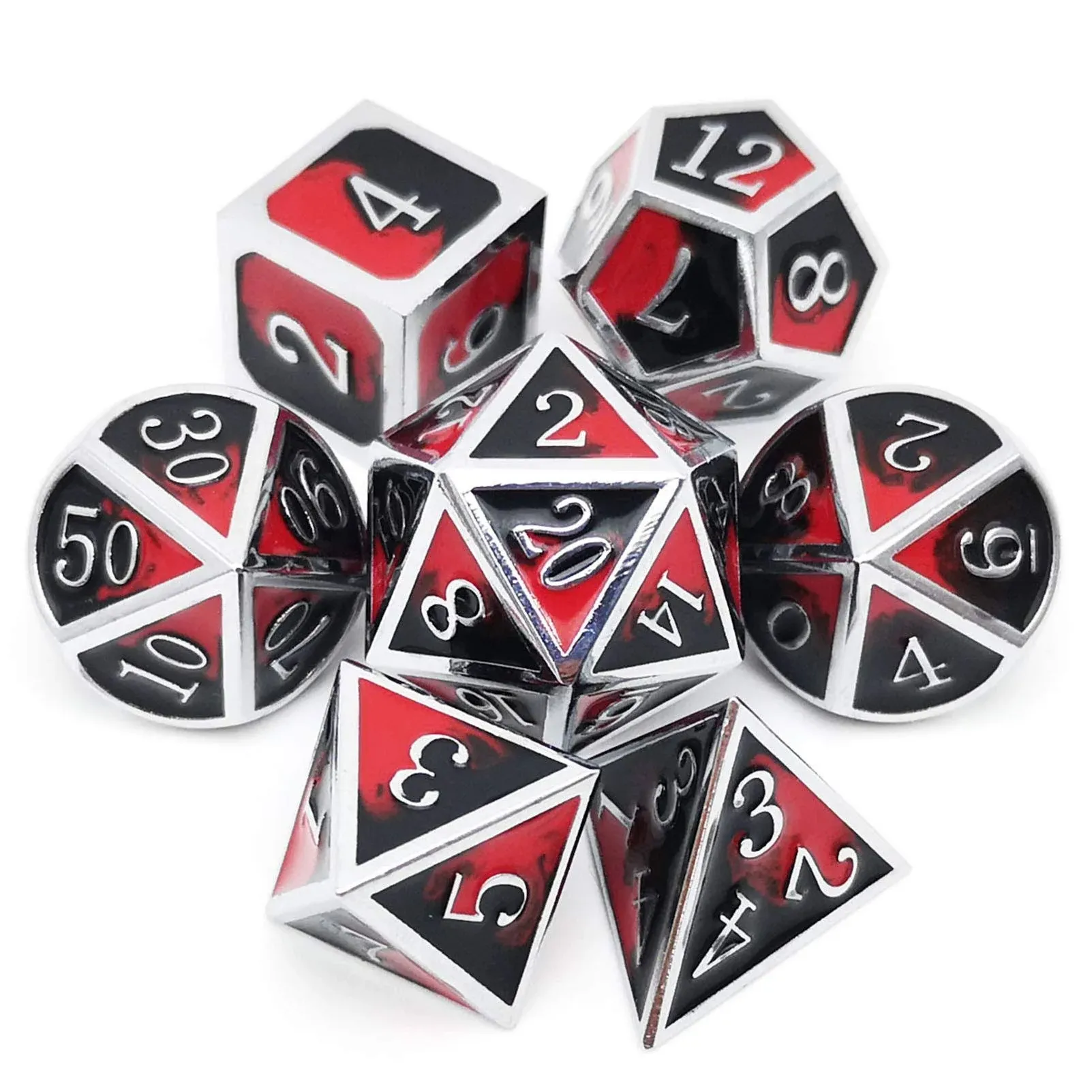 Haxtec Metal Dice Set D&D Silver Metal DND Dice for Dungeons and Dragons RPG ...