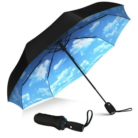 Repel Umbrella Windproof Travel Umbrellas for Rain - Easy Auto Open Close, Durable & Compact Umbrella, Strong Fiberglass Frame, Waterproof Canopy - Backpack, Purse, Portable Umbrella for Travel