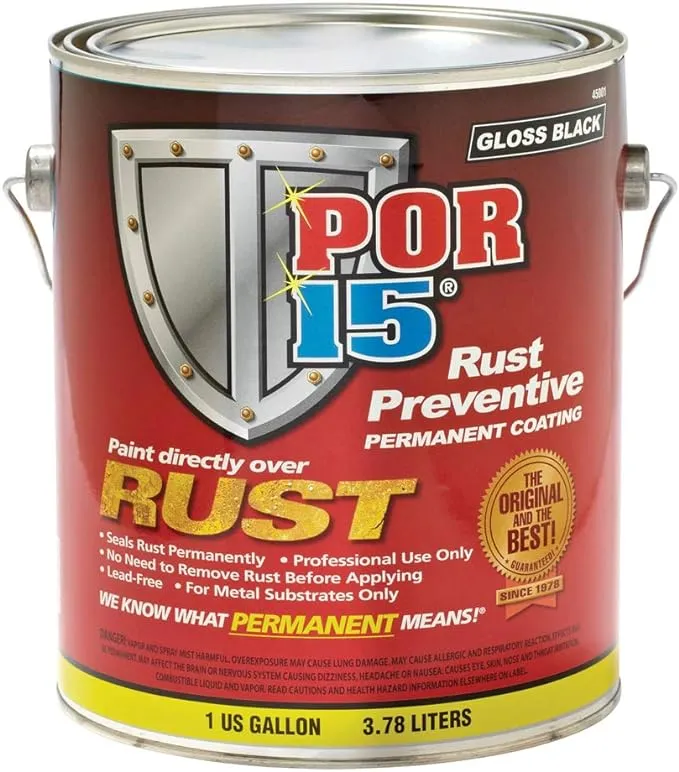 POR-15 Rust Preventive Paint, Stop Rust and Corrosion Permanently, Anti-rust, Non-porous Protective Barrier, 32 Fluid Ounces, Gloss Black