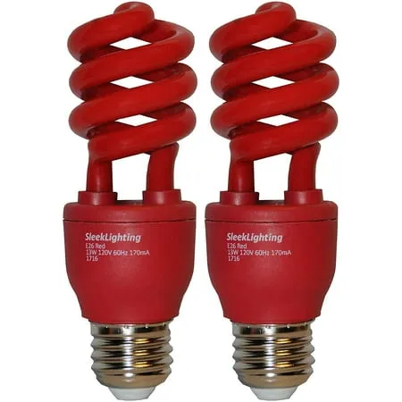 Sleeklighting 13 Watt Red Spiral Bug CFL Light Bulb 120volt, E26 Medium Base. Red ...