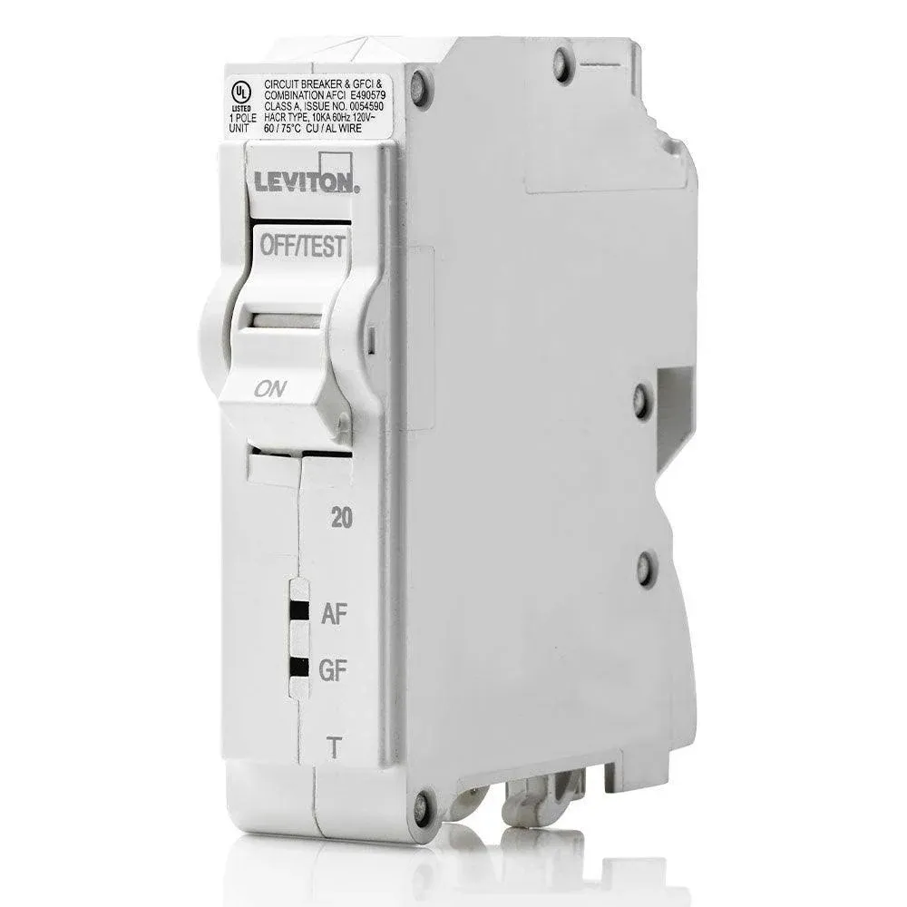 Leviton LB120-DFT AFCI/GFCI Thermal Magnetic Branch Circuit Breaker 20A,120V, Single-Pole, 10kAIC