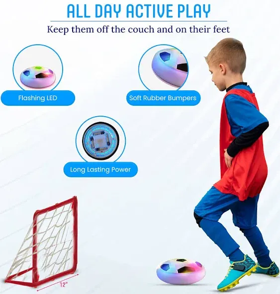 Hover Soccer Ball - Indoor Soccer Ball, Hovering Soccer Ball, Air Soccer, Hover Soccer Ball Set with 2 Mini Goal, Light up Floating Soccer Ball, Hoverball, Soccer Gifts, Soccer ToysHover Soccer Ball - Indoor Soccer Ball, Hovering Soccer…