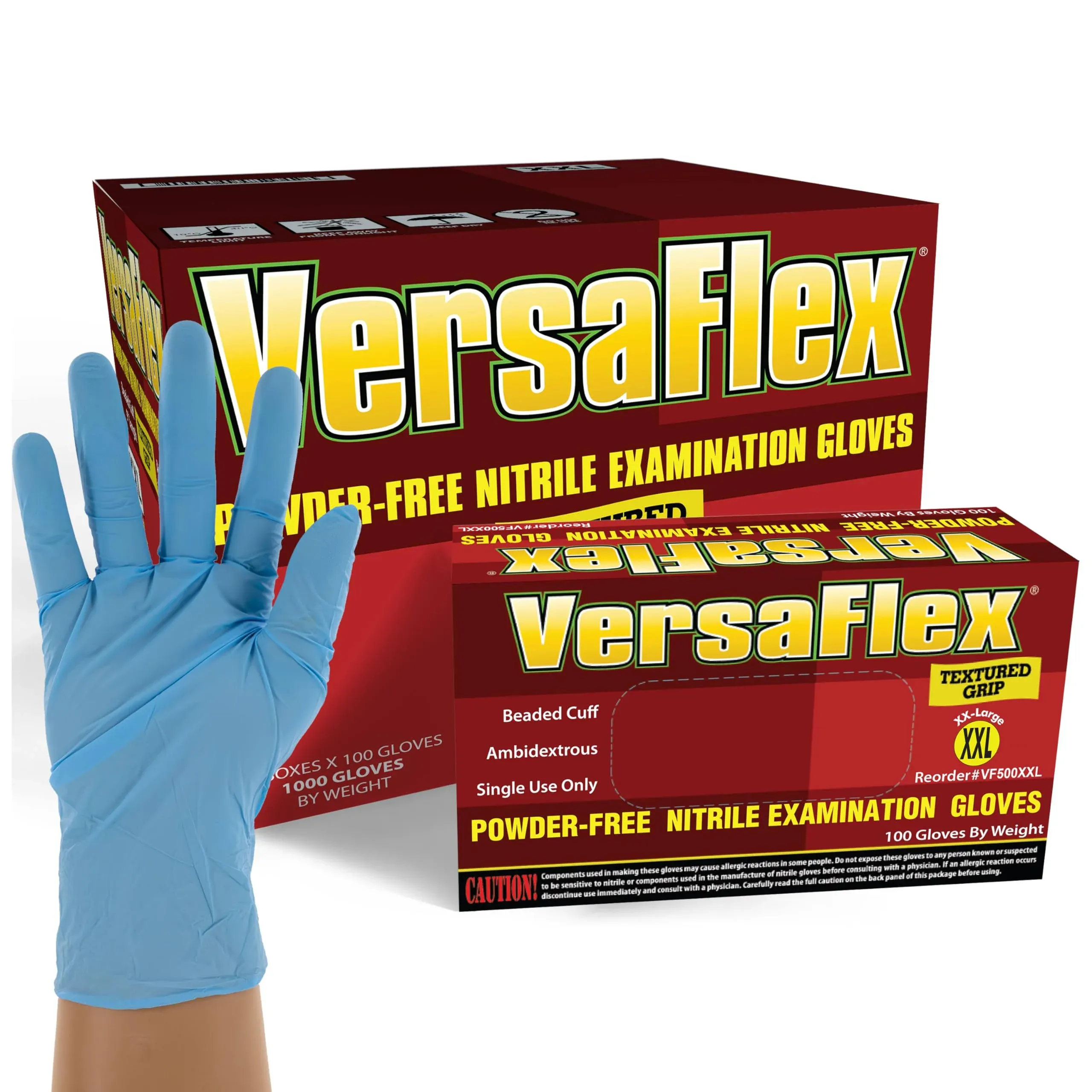 VersaFlex Powder Free Nitrile Exam Gloves, Case, Size Medium