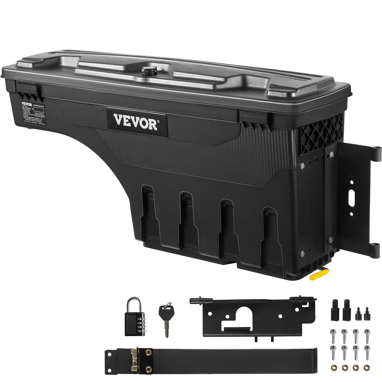 VEVOR Truck Bed Storage Box, Lockable Lid, Waterproof ABS Wheel Well Tool Box 6