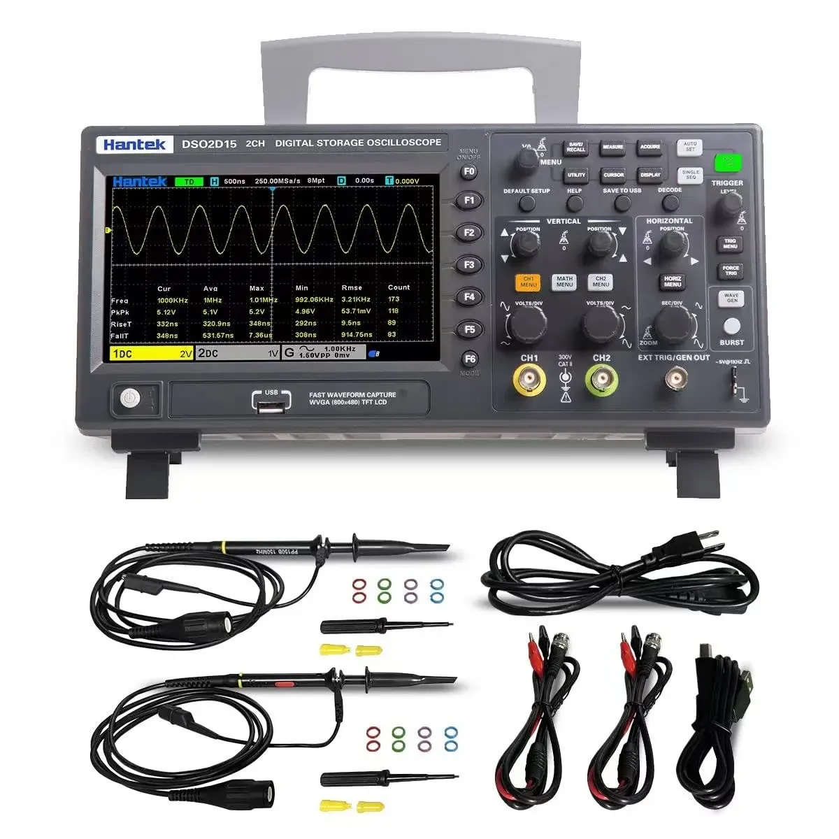 Hantek DSO2D15 Digital Storage Oscilloscope 2 Channel 150MHz 1GSa/S With 1CH AWG