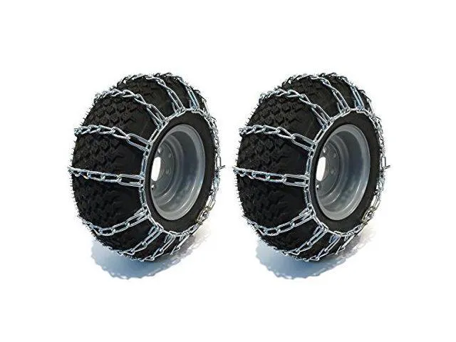 The ROP Shop New Pair 2 Link TIRE Chains 24x12-12 for John Deere Lawn Mower Tractor Rider