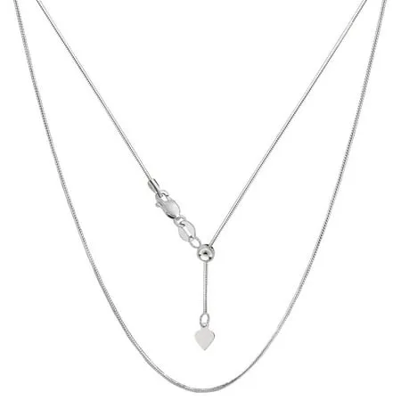 14K White Gold Adjustable Octagonal Snake Chain Necklace