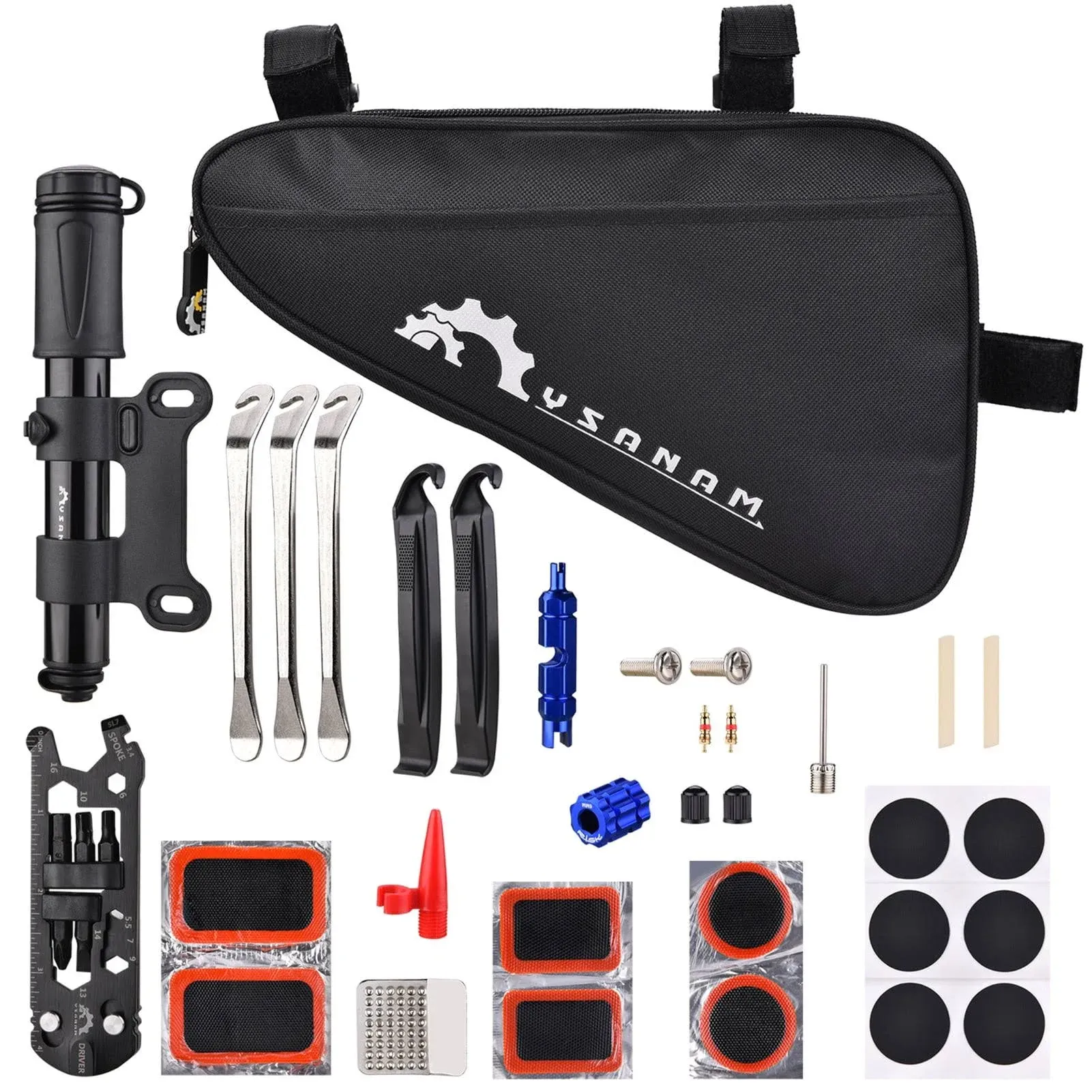 Bike Kit Portable Bicycle Repairing Tools Kit Tire Fixing Kit Bag with Tire Pump ...