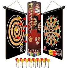 Magnetic Dart Board for Kids - Indoor Outdoor Darts Game, 16pcs Magnetic Darts, Double Sided Board Games Set, Best Toys Gifts for Teenage Age 5 6 7 8 9 10 11 12 13 14 15 16 Years Old Boys