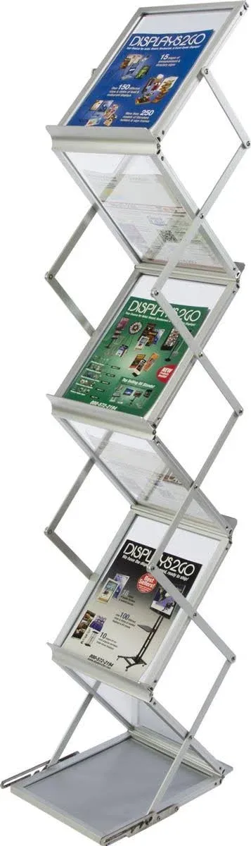 Portable Aluminum Literature Stand w/ Five Pockets