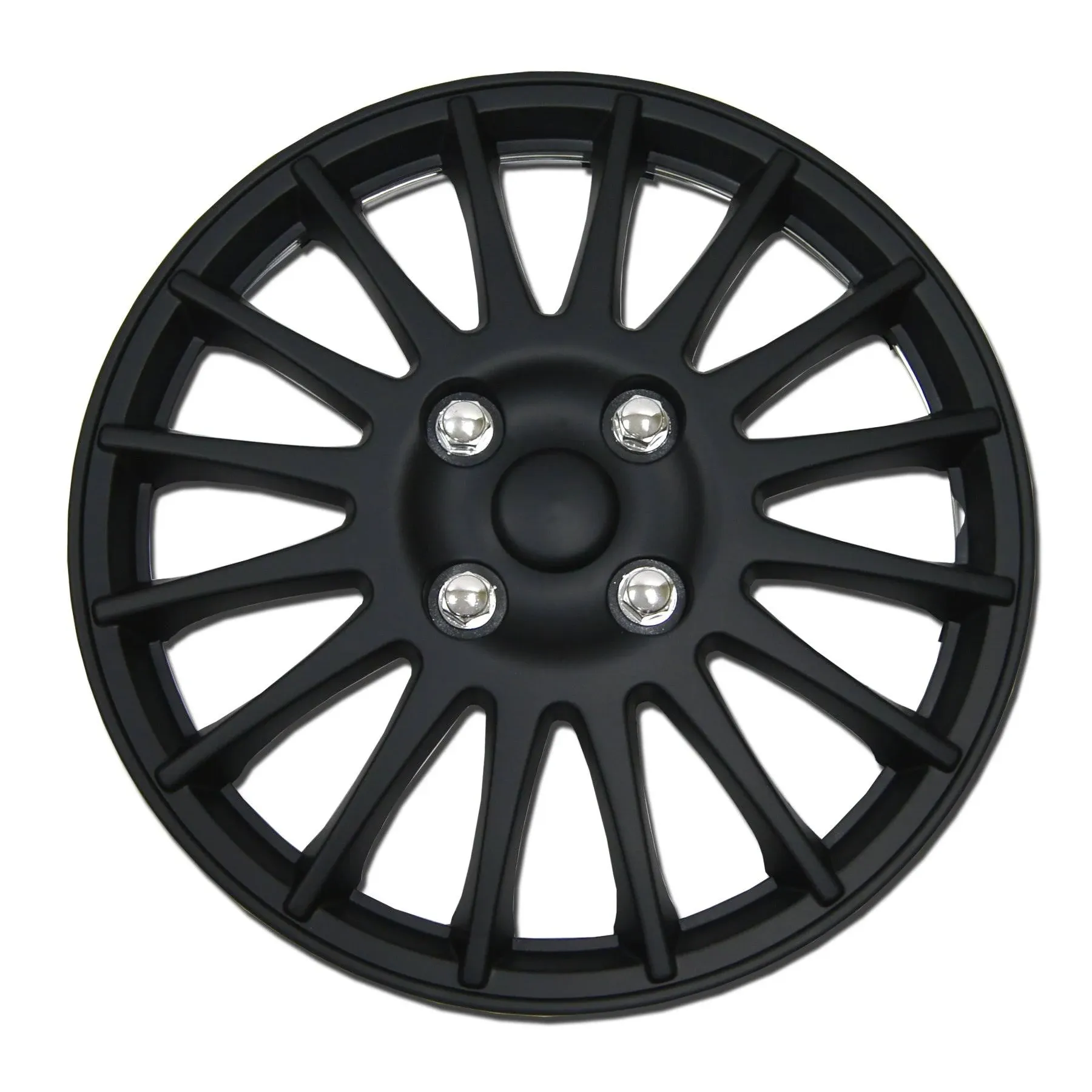 Tuningpros Wsc-611b16 Set of 4 Matte Black Hubcaps 16 inch - Hub Caps Wheel Skin Cover 16 Inches 4 Pcs Set