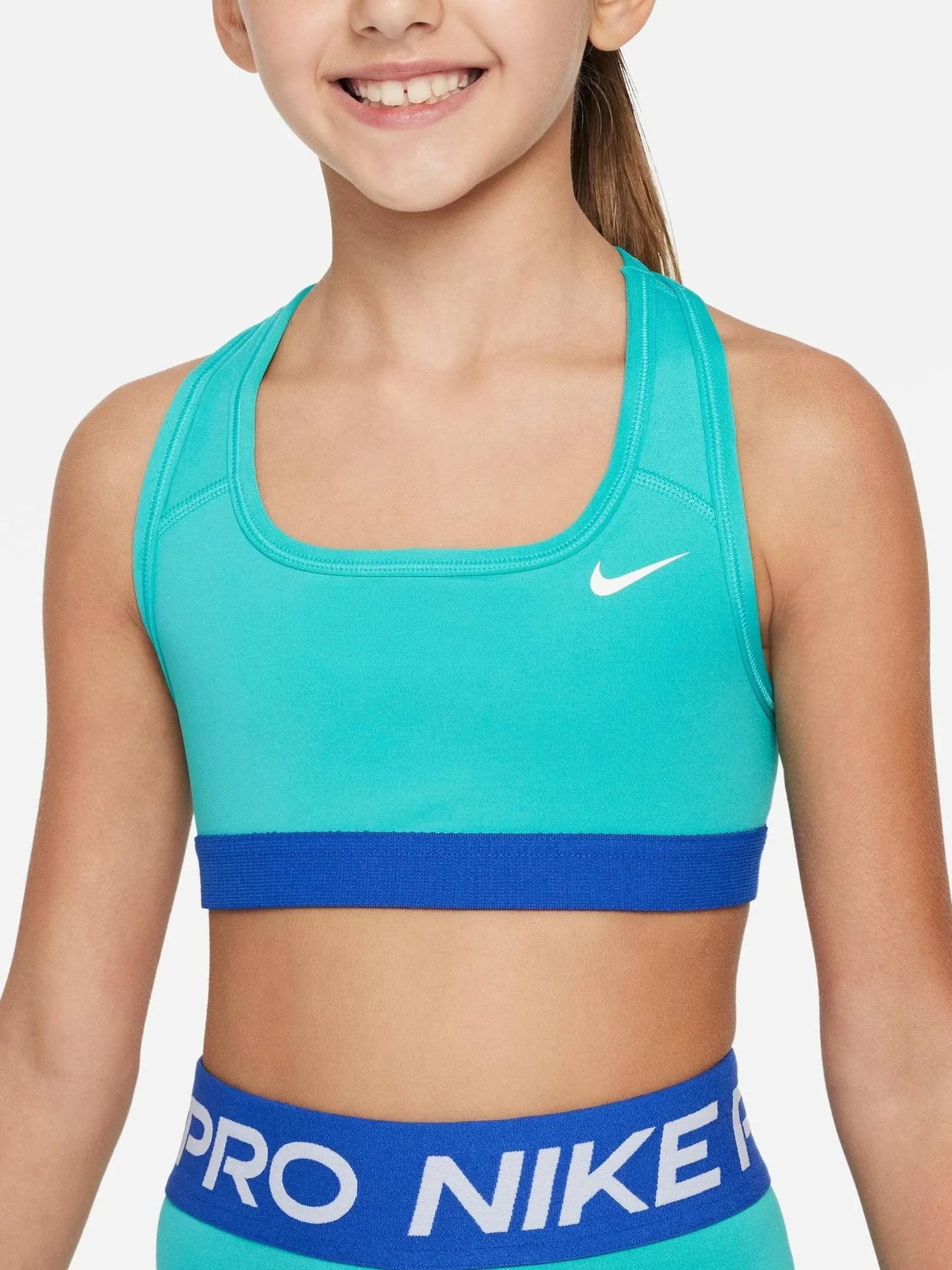 Nike Girl's Swoosh Bra (Little Kids/Big Kids) Black/White LG (14-16 Big Kid)