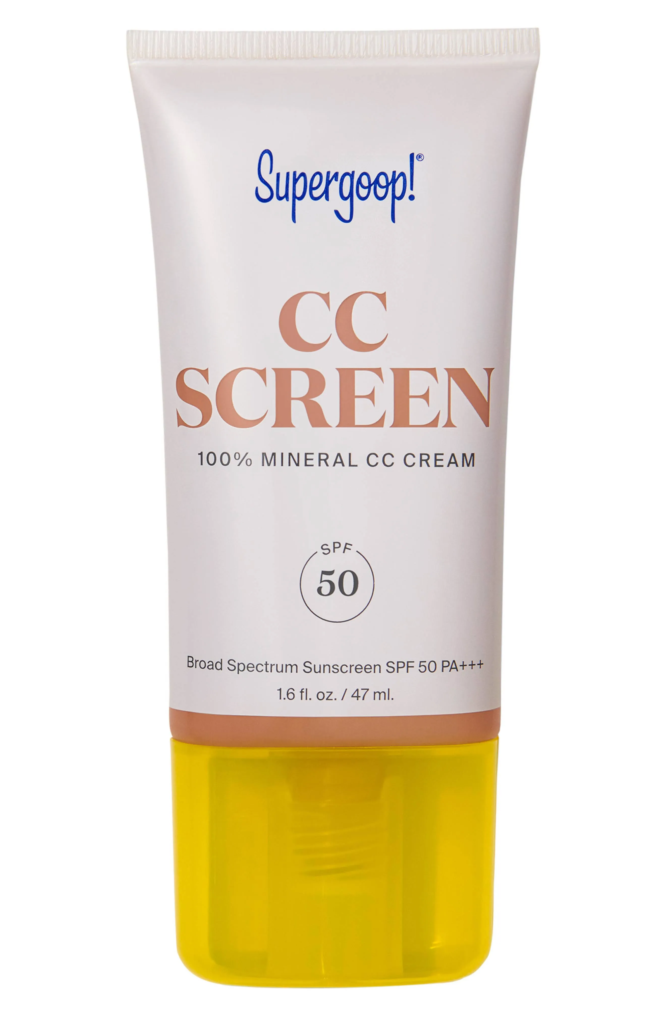 Supergoop! CC Screen - SPF 50 PA++++ CC Cream, 100% Mineral Color-Corrector & Broad Spectrum Sunscreen - Tinted Moisturizer, Concealer & Buildable Coverage Foundation - 1.6 fl oz