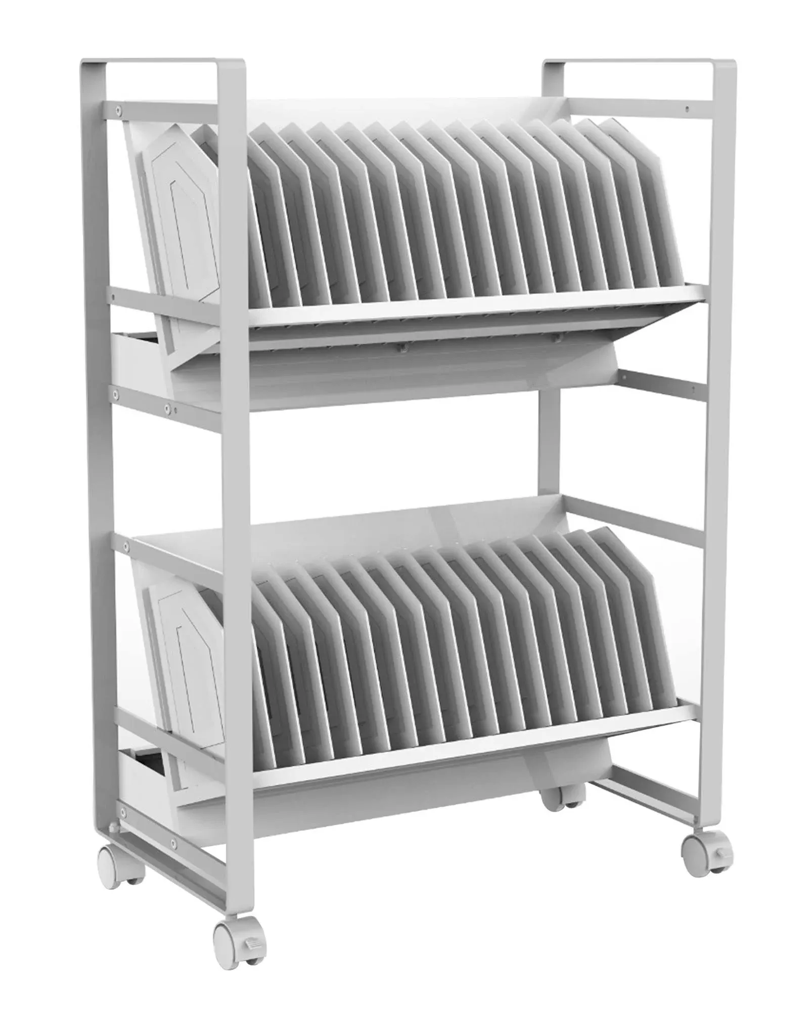 LUXOR 2-Tablet/Chromebook Open Charging Cart, Can Fit Up to 32 Tablets, iPads, or Chromebooks, Two Cord Clips Per Cable (LOTM32)