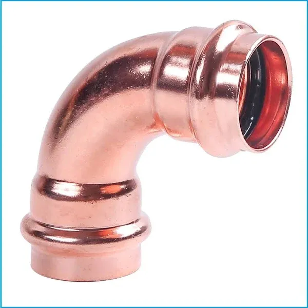 Press 90-Degree Copper Elbow – Lead-Free Pipe Fitting for Commercial and Residential Plumbing Projects, Quick & Easy Installation 1" (10-Pack)