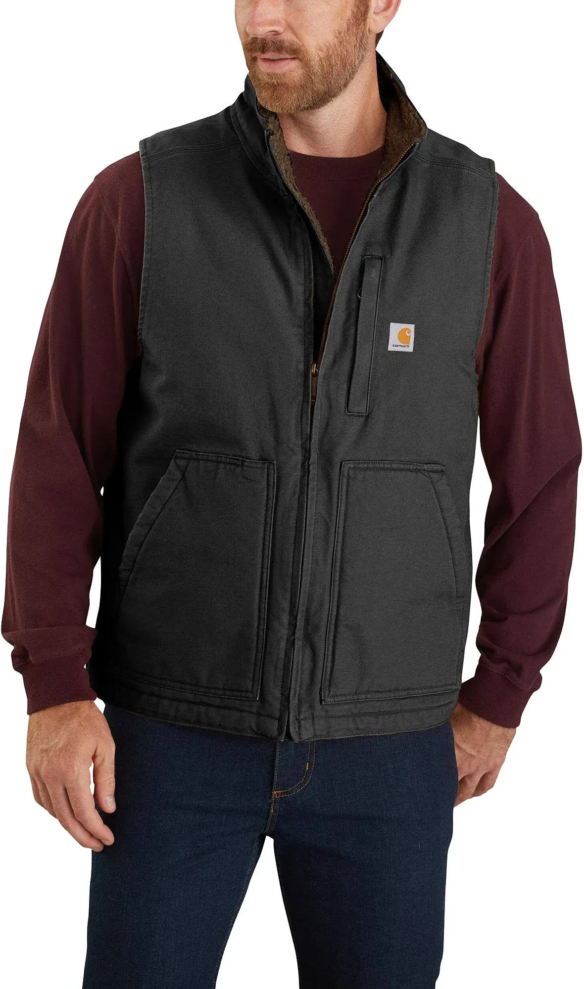 Carhartt Men's Washed Duck Sherpa Lined Mock Neck Vest