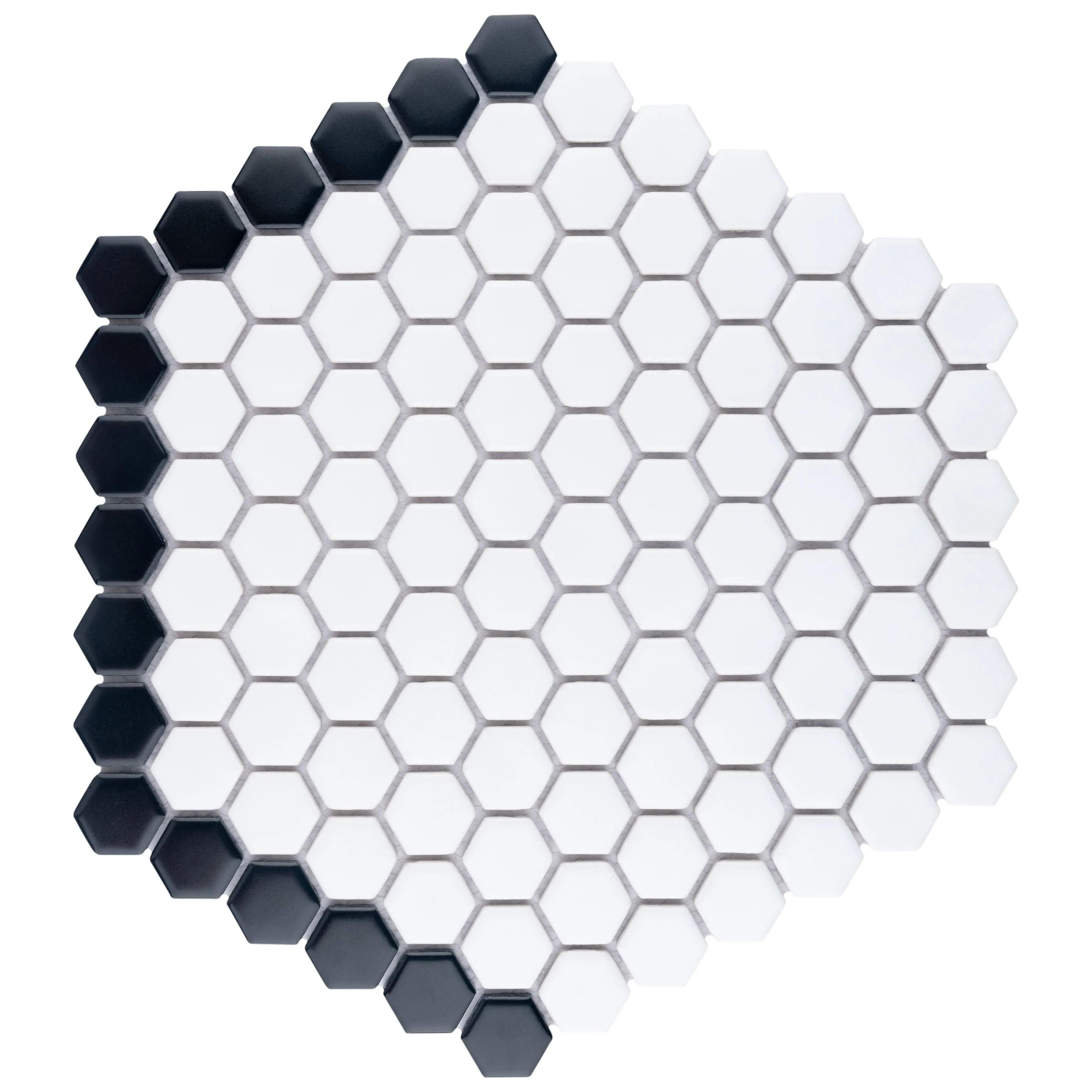 Merola Tile Metro Geo 1" Hex Matte White w/Black Edge 10-1/2" x 11-5/8" Porcelain Floor and Wall Tile