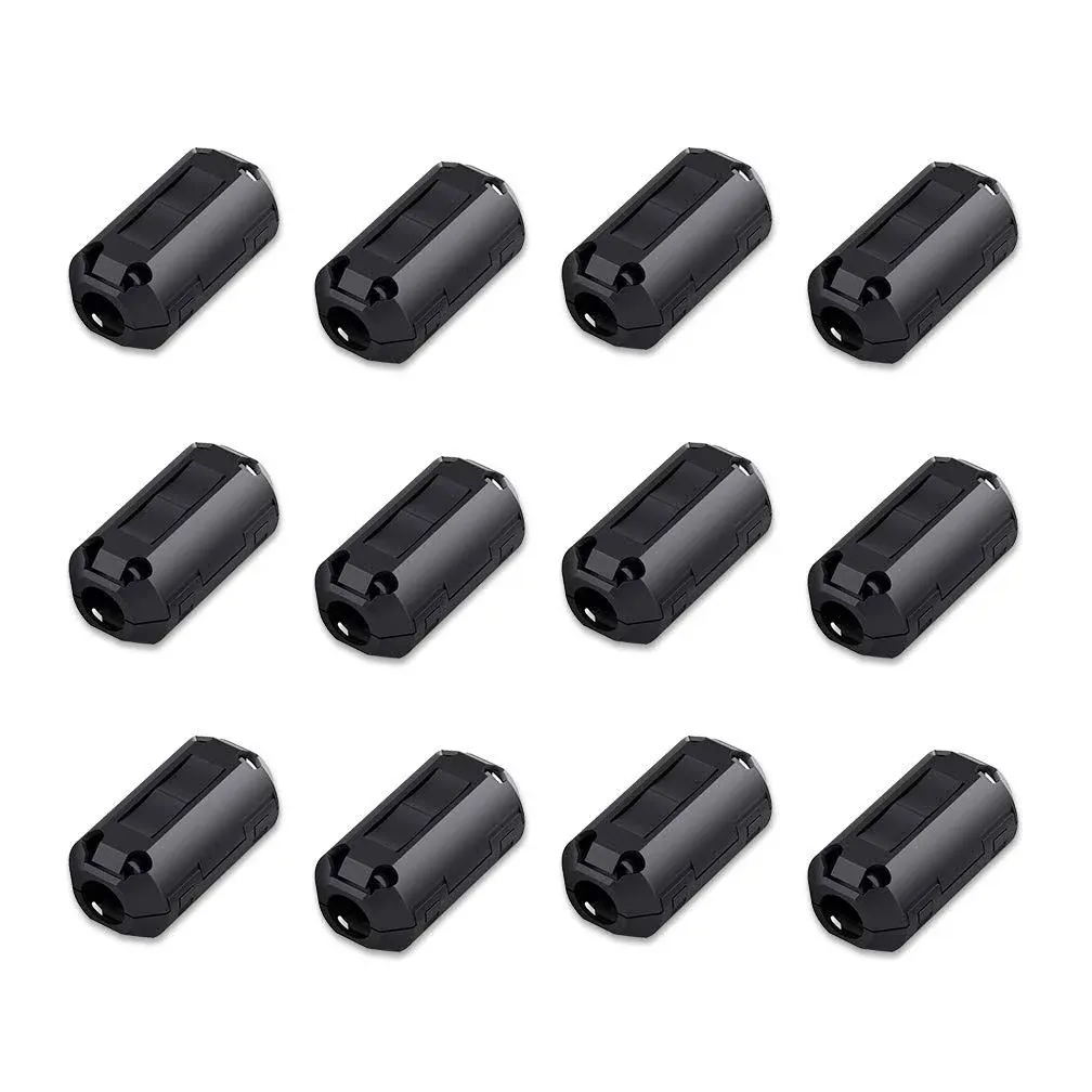 Viaky 12 Pack RFI EMI Noise Suppressor Cable Clip, Clip-On Ferrite Ring Core ...