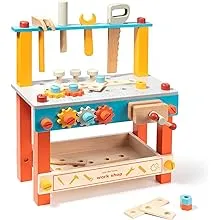 ROBUD Wooden Play Tool Workbench Set for Kids Toddlers