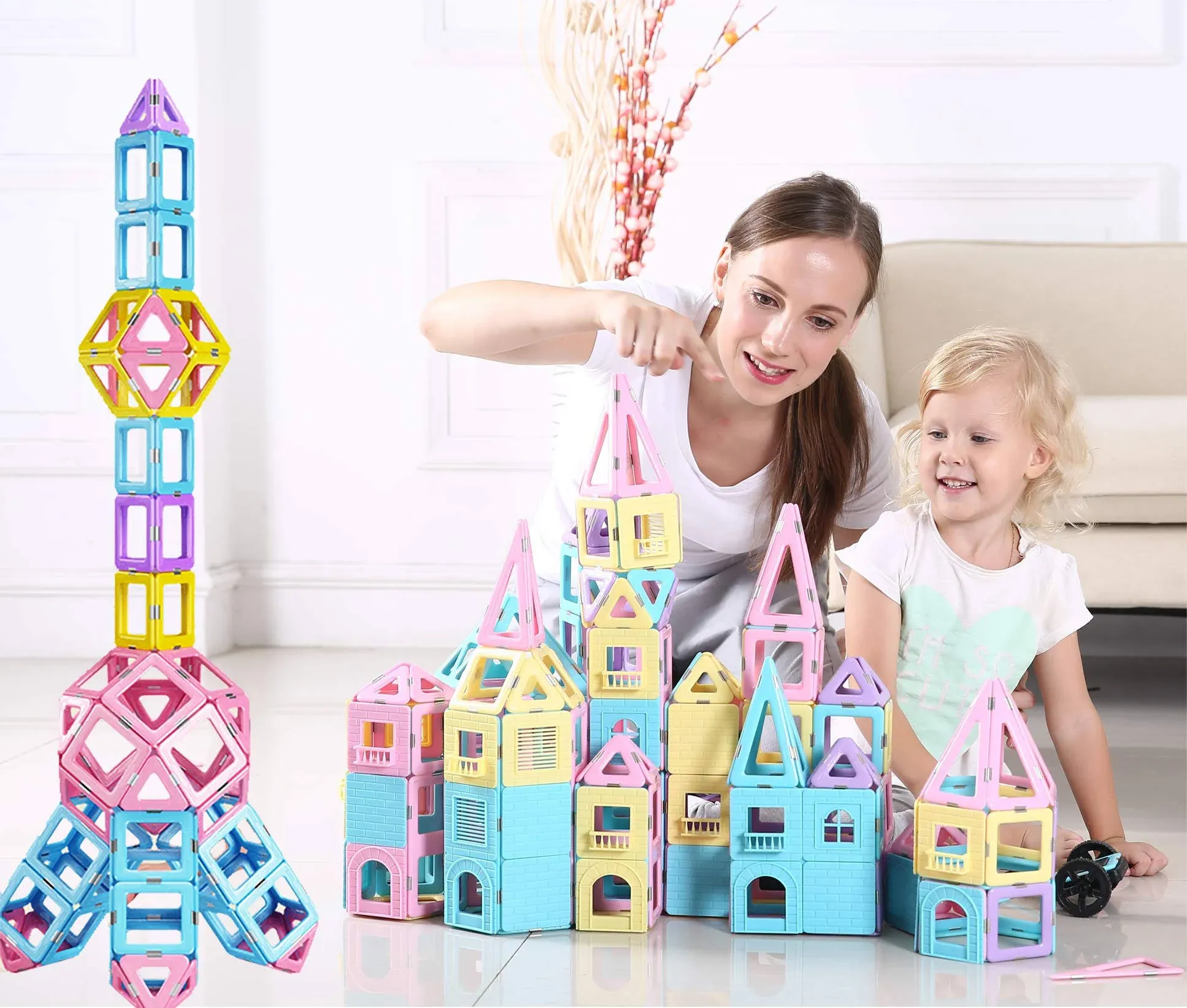 108 Piece Magnetic Tiles Magnet Building Blocks Birthday Gift dreambuilder