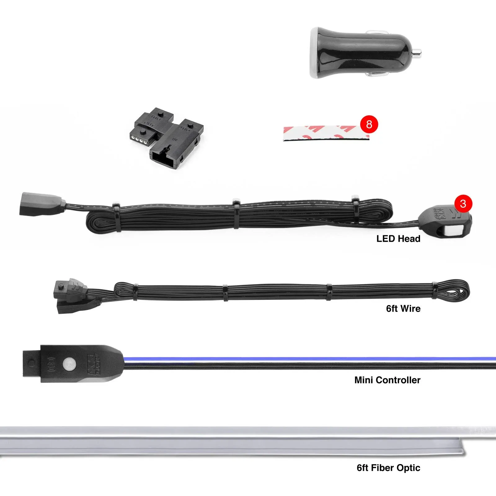 XK Glow Fiber Optic Roll 6' LED 3PC App Control