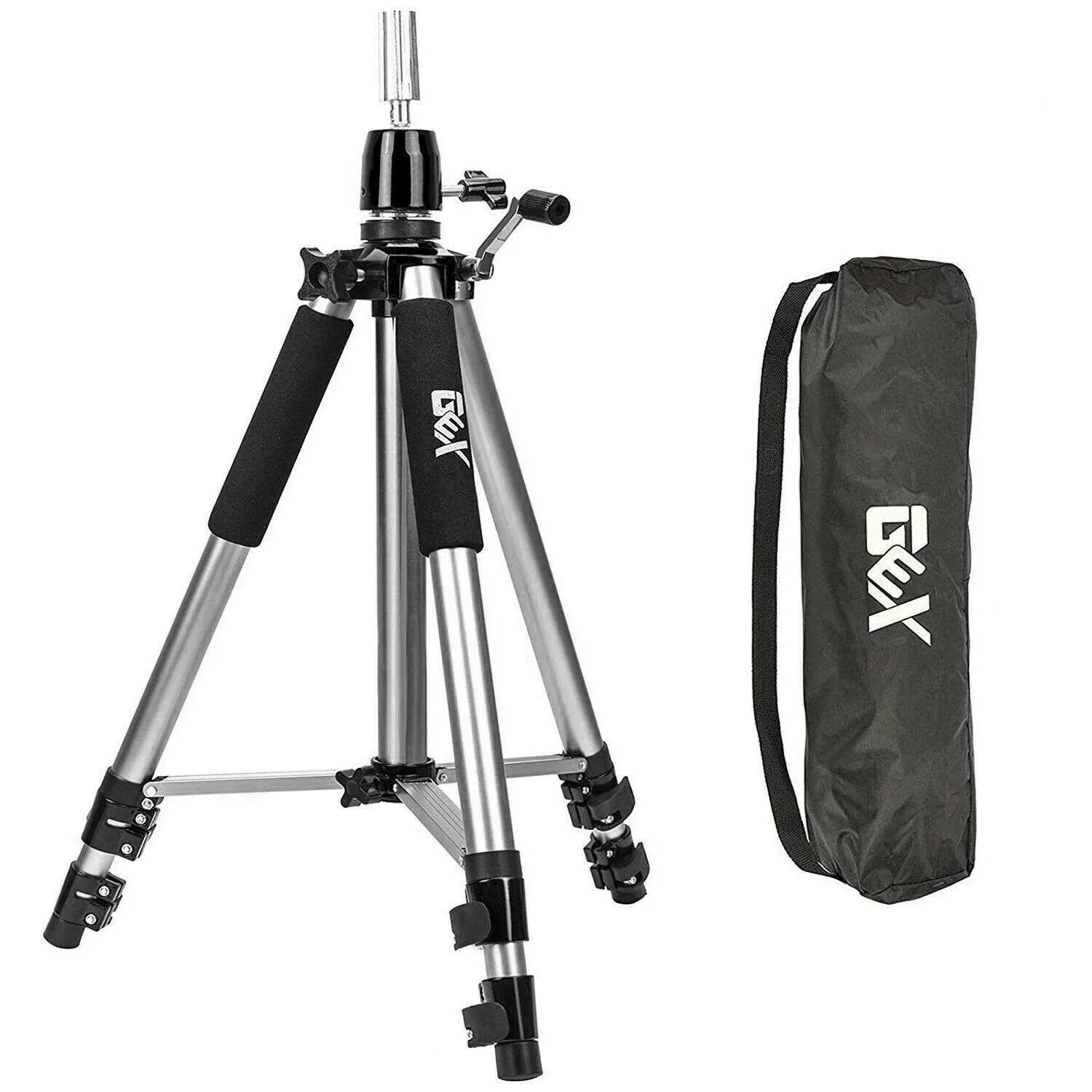 GEX 63" Heavy Duty Mannequin Tripod Stand for Wig Cosmetology Training Practice Doll Manikin Head Tripod Wig Stand With Travel Bag (Black)