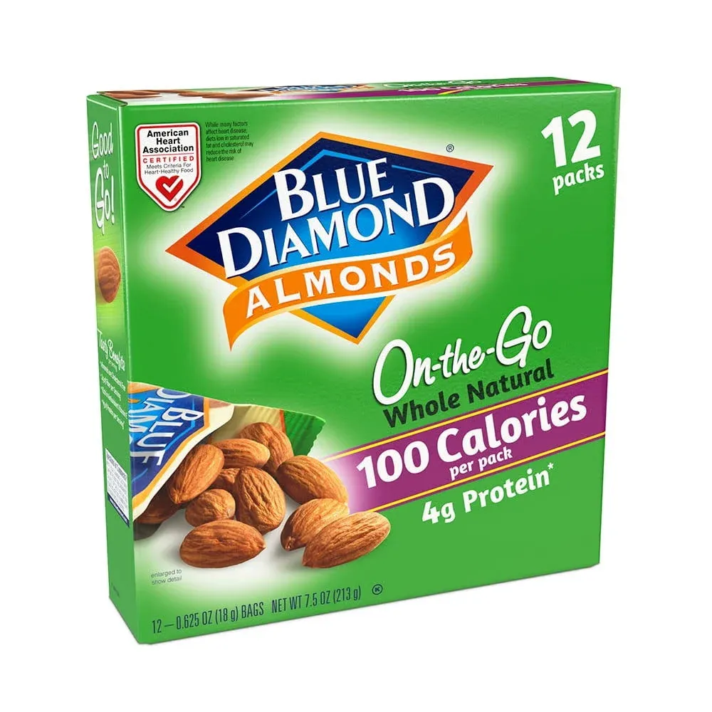 Blue Diamond Almonds on The Go 100 Calorie Packs Whole Natural 12 Count