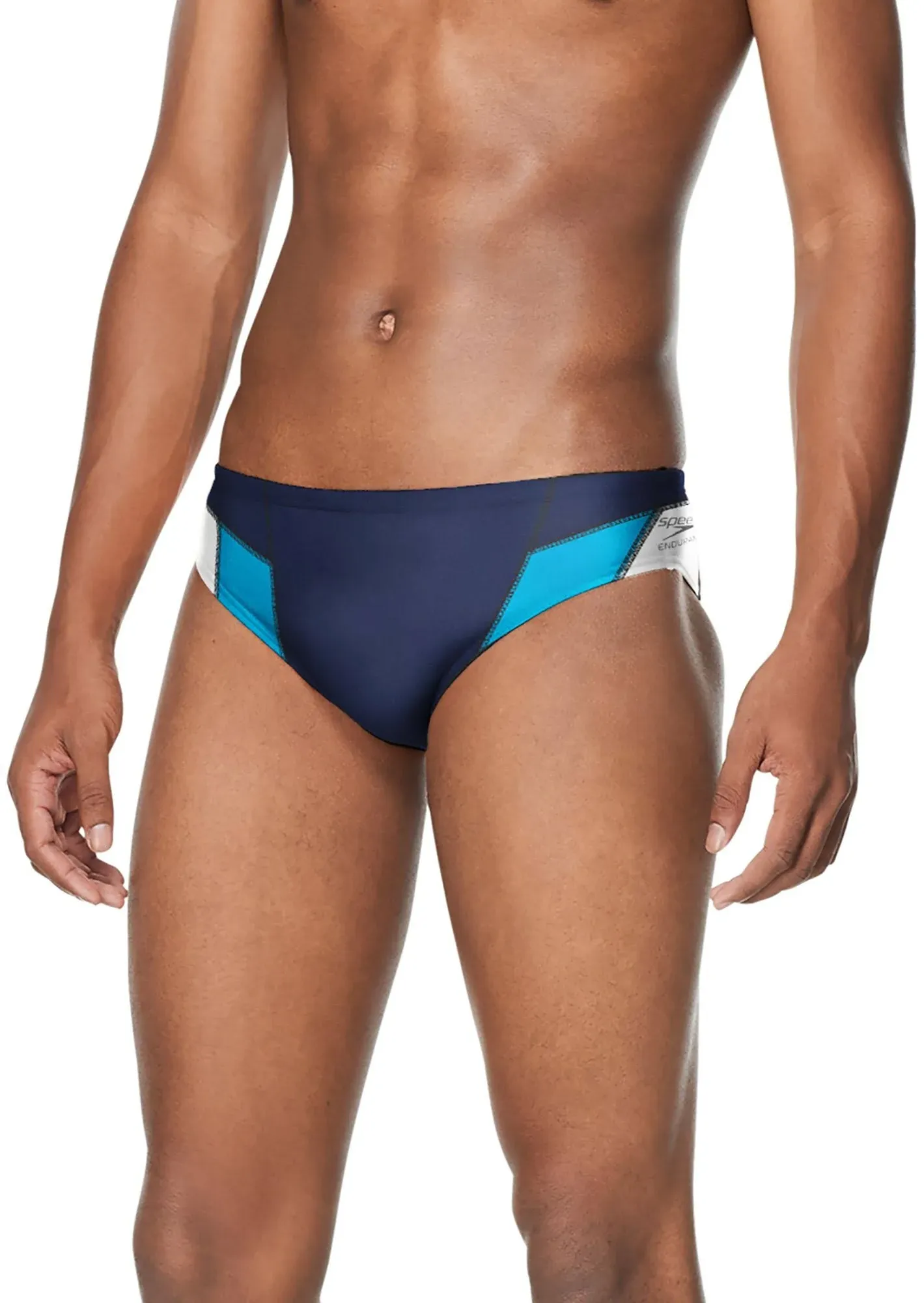 Speedo Men&#x27;s Standard Swimsuit Brief Endurance+ Splice Team Colors- Black - 38