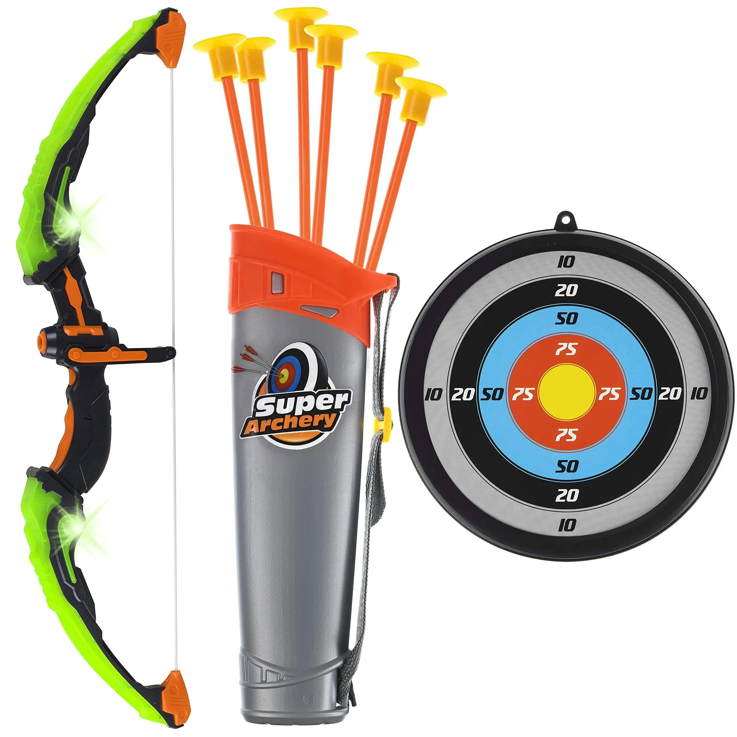 Gobrobrand Bow and Arrow Set for Kids -Green Light Up Archery Toy Set -Includes