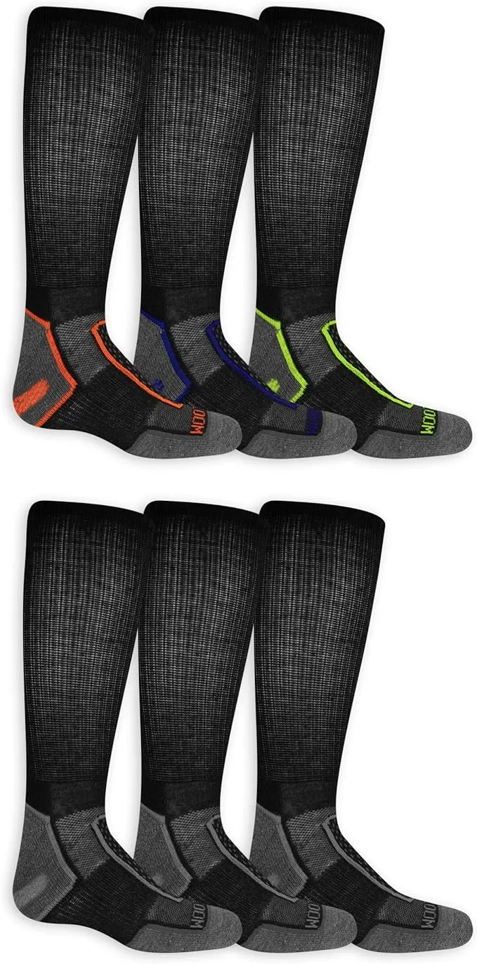 "Fruit of the Loom Boy's Coolzone Cushioned Socks-6 Pair Pack Large Black Assorted"