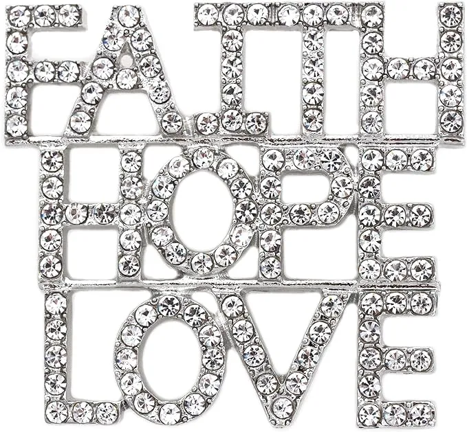 Faith Hope Love Word Letters Bible Verse Christian Brooch Pin Jewelry