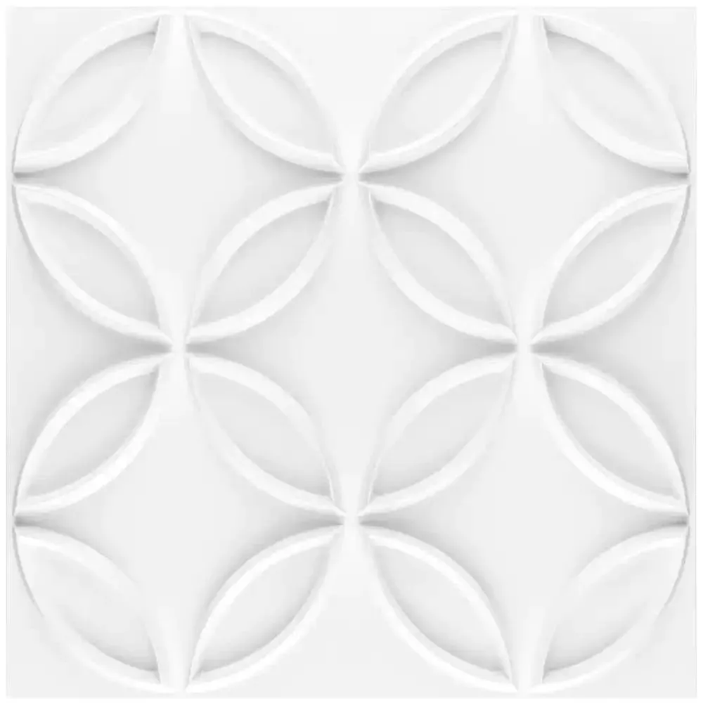 Art3d Interlocking Circles 19.7 in. x 19.7 in. PVC Wall Panel in Matt White for ...