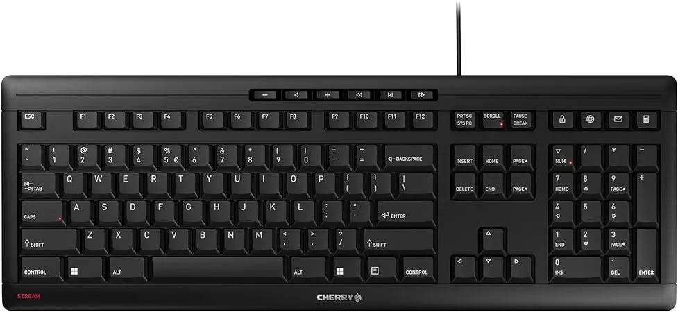 Cherry Wired Stream Keyboard, Black