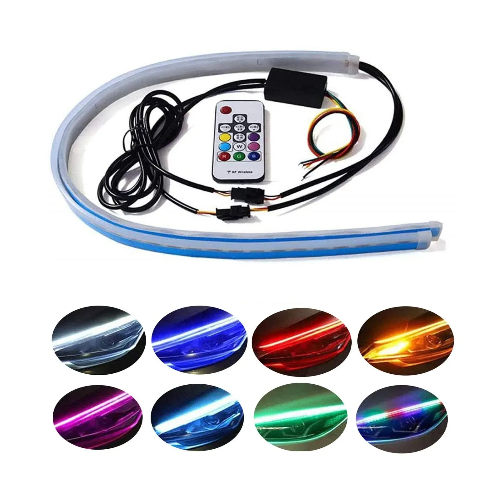 FICBOX Flexible Waterproof DRL Neon Light Bulb LED Strip Dual Color Sequential ...