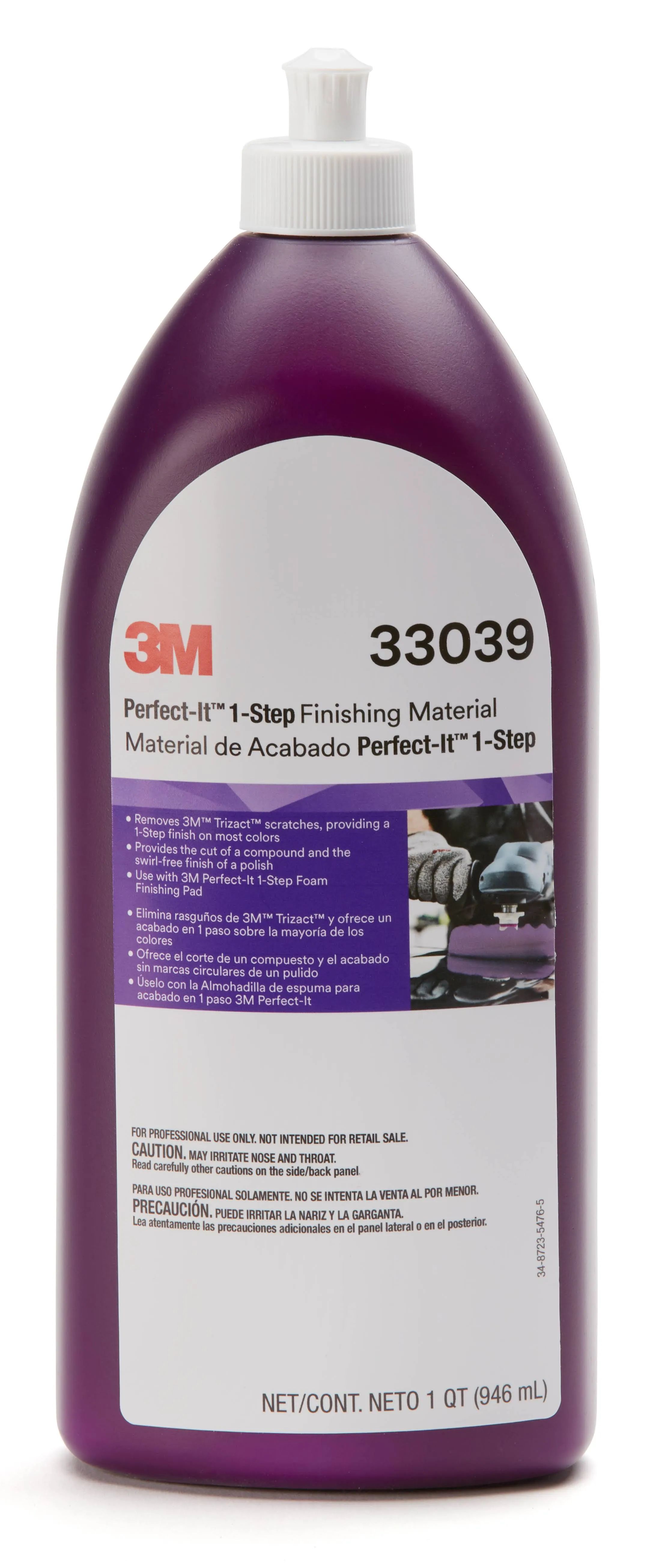 3M Perfect It 1 Step Finishing Material, 33039, for Paint Finishing Cars, Trucks, and Other Painted Surfaces, 32 fl oz, 6/Case, Purple